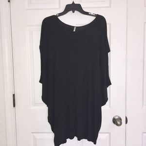 Black Tunic Top Stretch Blouse Sz Small #RL1190